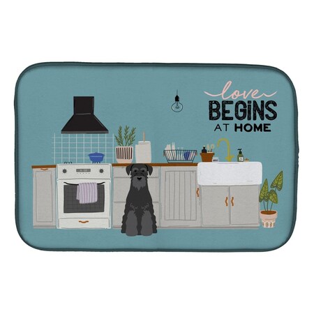 Carolines Treasures 14 x 21 in. Black Standard Schnauzer Kitchen Scene Dish Drying Mat CK7736DDM